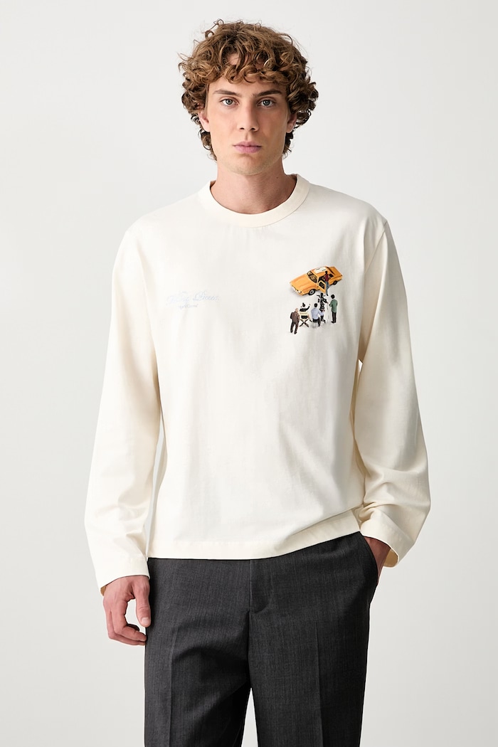 Odzież Filling Pieces longsleeve męski bawełniany 422631500360 beżowy