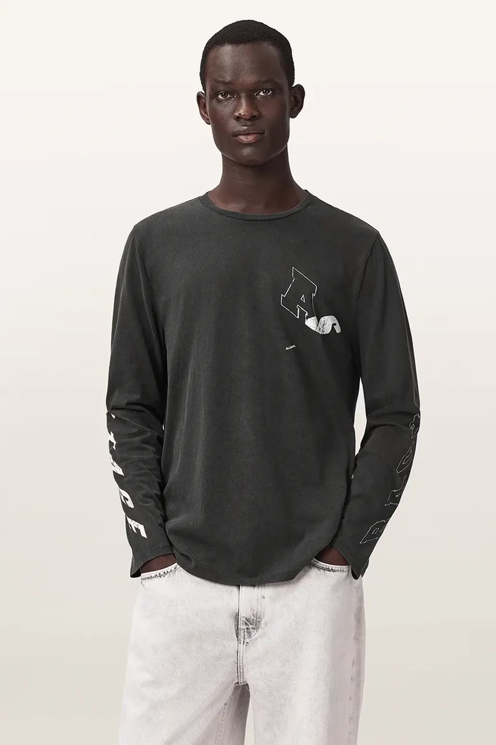 AllSaints Longsleeve męski bawełniany UPSTAGED czarny M028PF