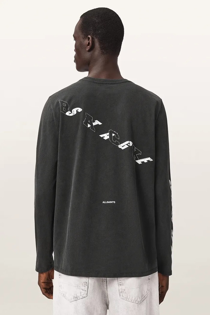 AllSaints Longsleeve męski bawełniany UPSTAGED M028PF czarny AW26