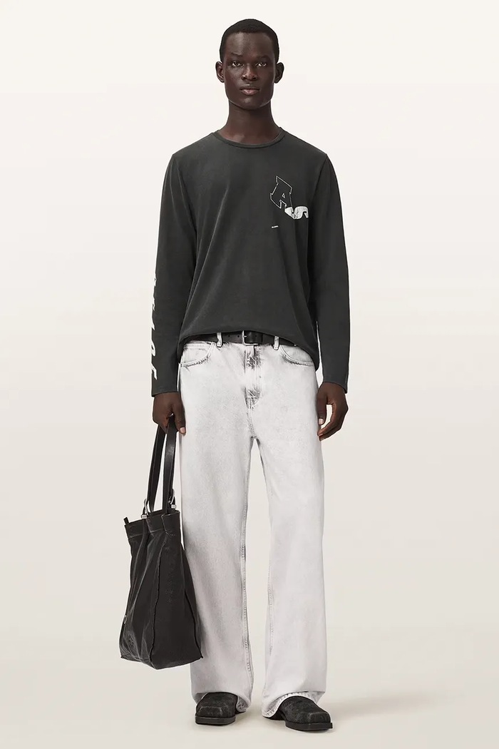 Odzież AllSaints Longsleeve męski bawełniany UPSTAGED M028PF czarny