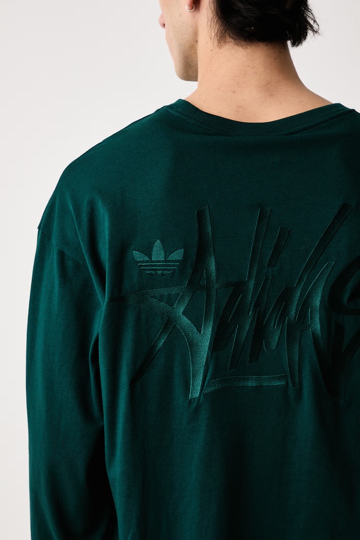 Longsleeve męski bawełniany Tonal Loose adidas Originals LL1044 zielony