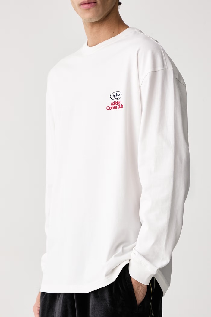 Longsleeve męski bawełniany Cafe Loose adidas Originals LL1038 biały