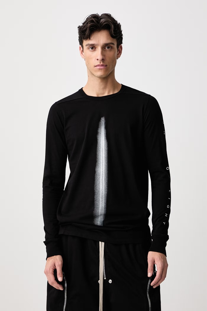 Rick Owens DRKSHDW Level tričko s dlouhým rukávem pánské bavlněné černá DU02F6265.RNEP8