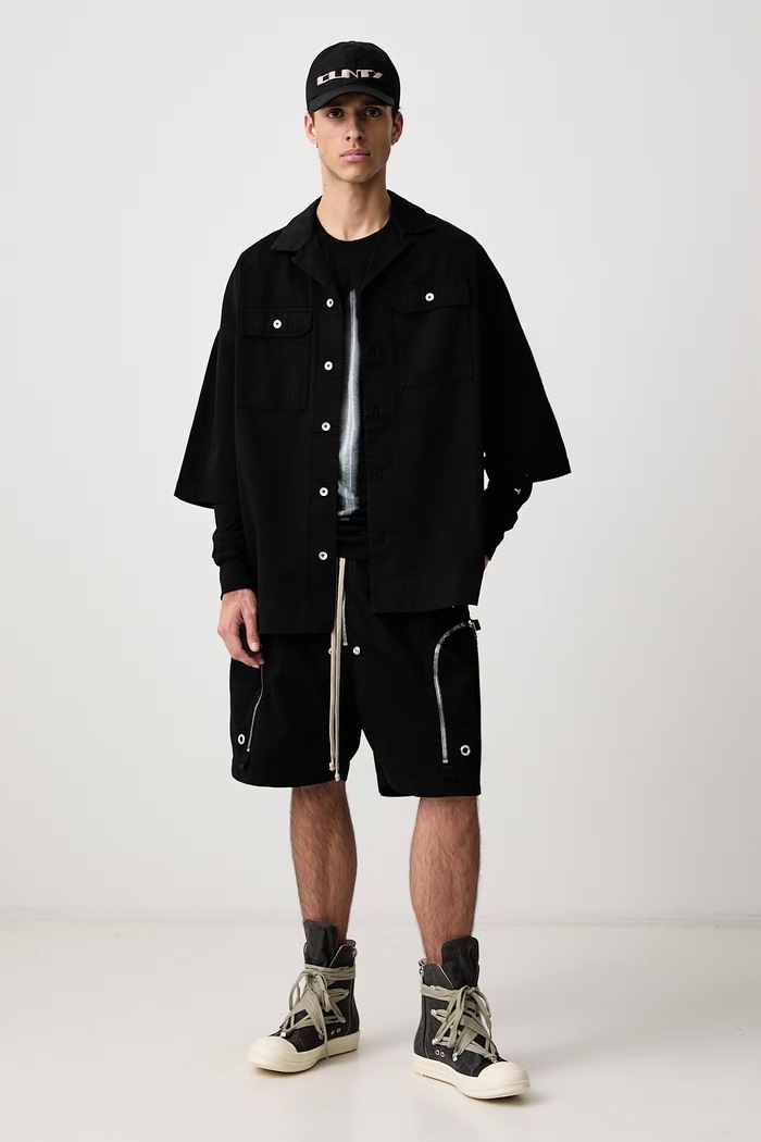 Rick Owens DRKSHDW Level tričko s dlouhým rukávem pánské bavlněné DU02F6265.RNEP8 černá AW26