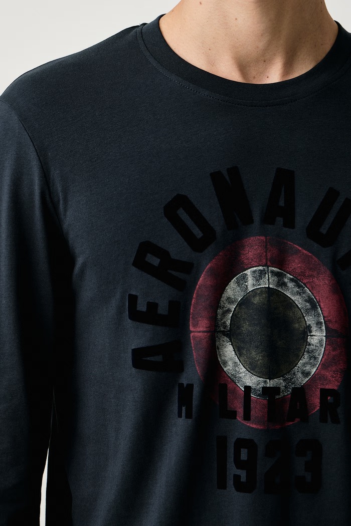 Longsleeve męski bawełniany Aeronautica Militare TS2570UJ00641 granatowy
