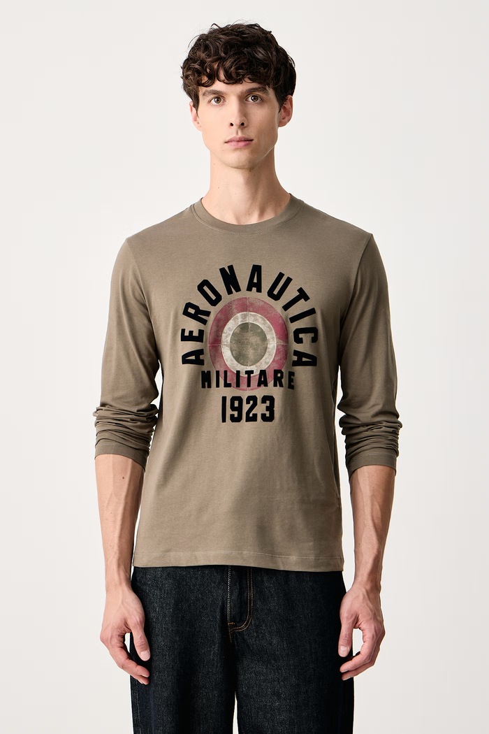 Aeronautica Militare Longsleeve męski bawełniany zielony TS2570UJ00641