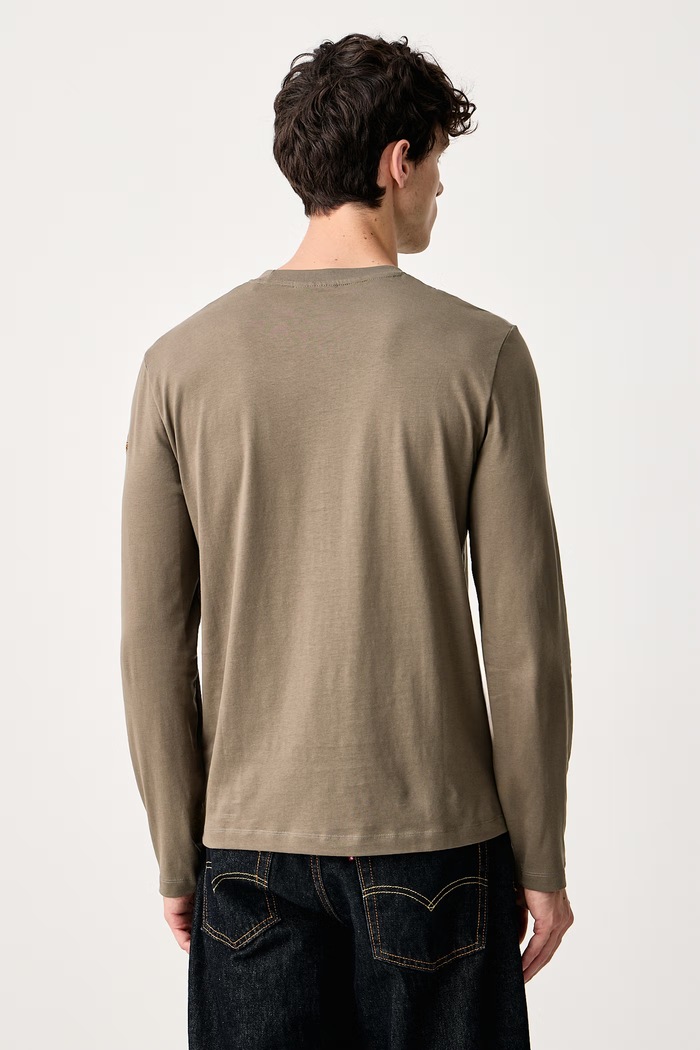 Odzież Aeronautica Militare Longsleeve męski bawełniany TS2570UJ00641 zielony