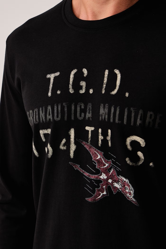 Longsleeve męski bawełniany Aeronautica Militare TS2569UJ00641 czarny