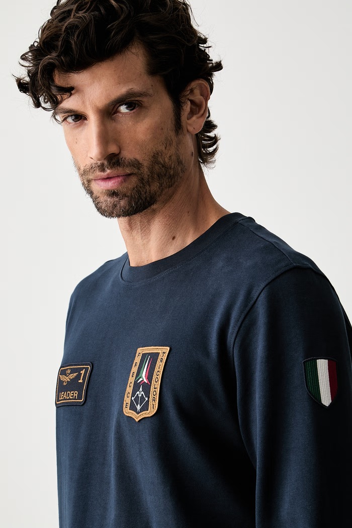 Aeronautica Militare longsleeve męski bawełniany granatowy TS2568UJ00703