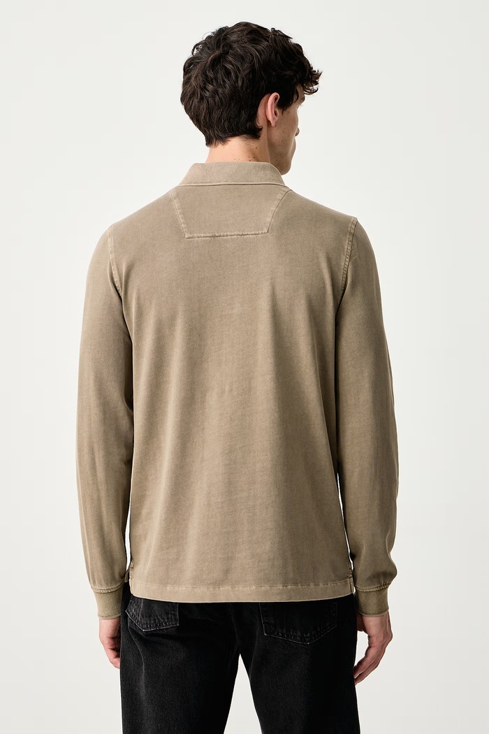 Odzież Aeronautica Militare Longsleeve męski bawełniany PO1944UJ00756 brązowy
