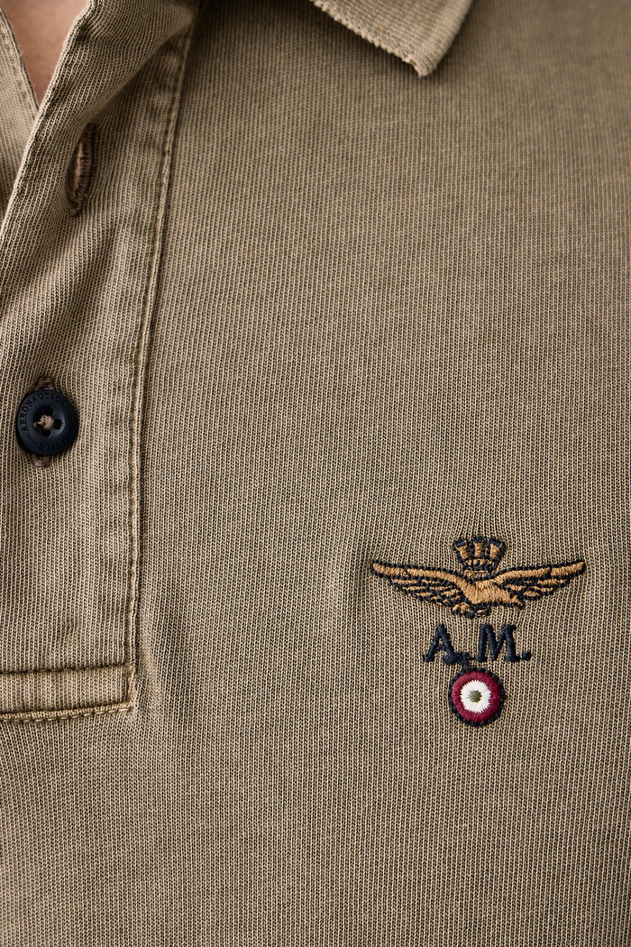 Longsleeve męski bawełniany Aeronautica Militare brązowy PO1944UJ00756