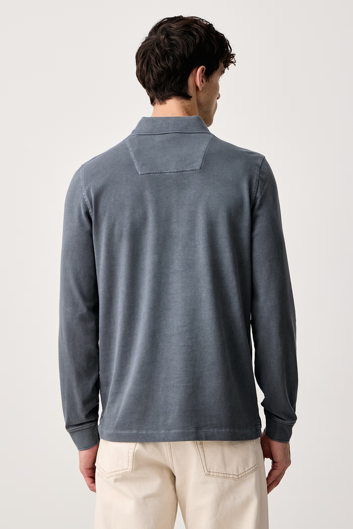 Odzież Aeronautica Militare Longsleeve męski bawełniany PO1944UJ00756 niebieski