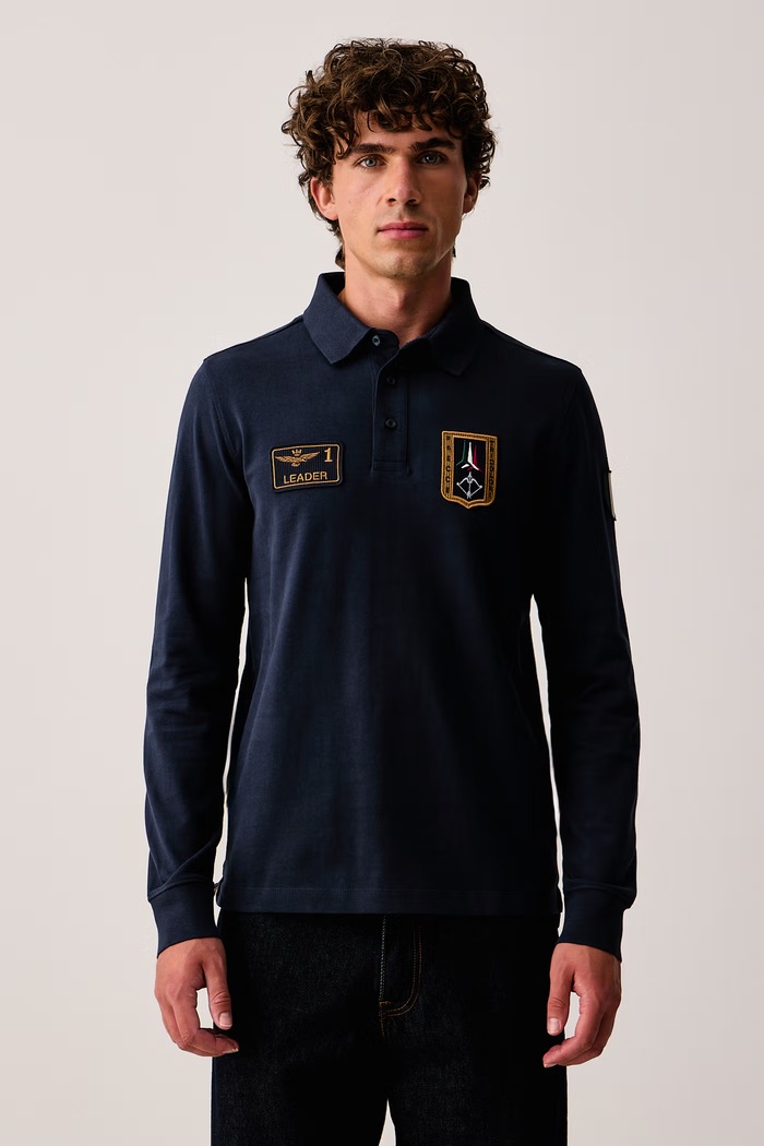 Aeronautica Militare Longsleeve męski bawełniany granatowy PO1941UJ00703