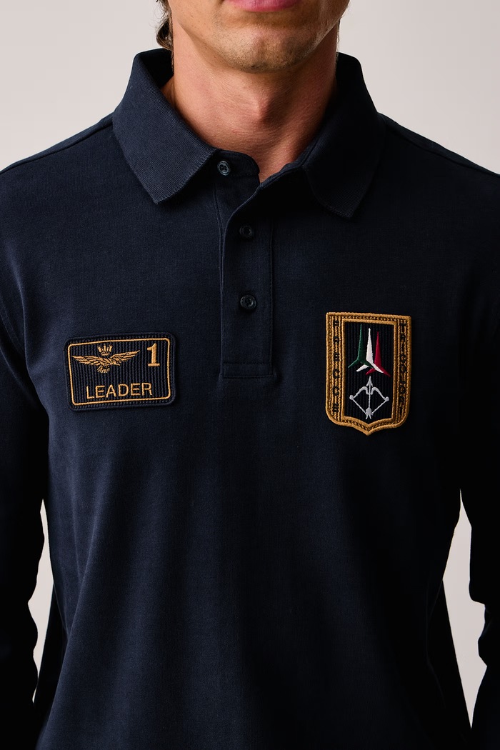 Longsleeve męski bawełniany Aeronautica Militare PO1941UJ00703 granatowy