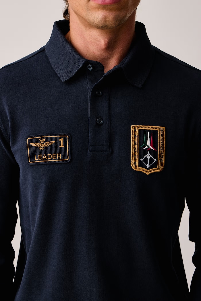 Longsleeve męski bawełniany Aeronautica Militare PO1941UJ00703 granatowy