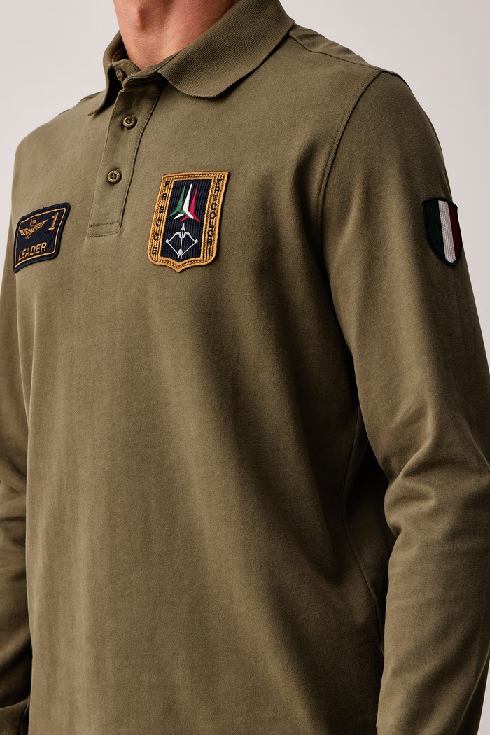 Longsleeve męski bawełniany Aeronautica Militare PO1941UJ00703 zielony