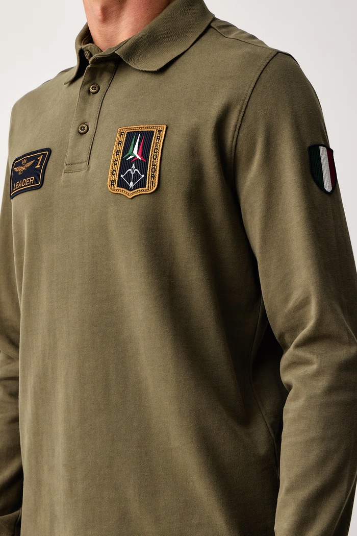 Μακρυμάνικο ανδρικό βαμβακερό Aeronautica Militare PO1941UJ00703 πράσινο