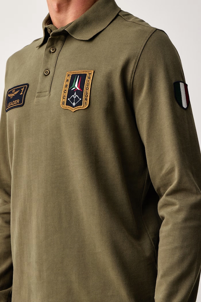 Longsleeve męski bawełniany Aeronautica Militare PO1941UJ00703 zielony