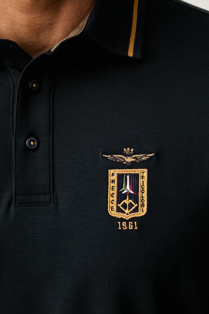 Aeronautica Militare longsleeve męski bawełniany PO1940UJ00663 granatowy