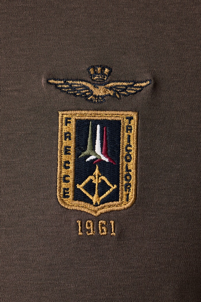 Longsleeve męski bawełniany Aeronautica Militare brązowy PO1940UJ00663