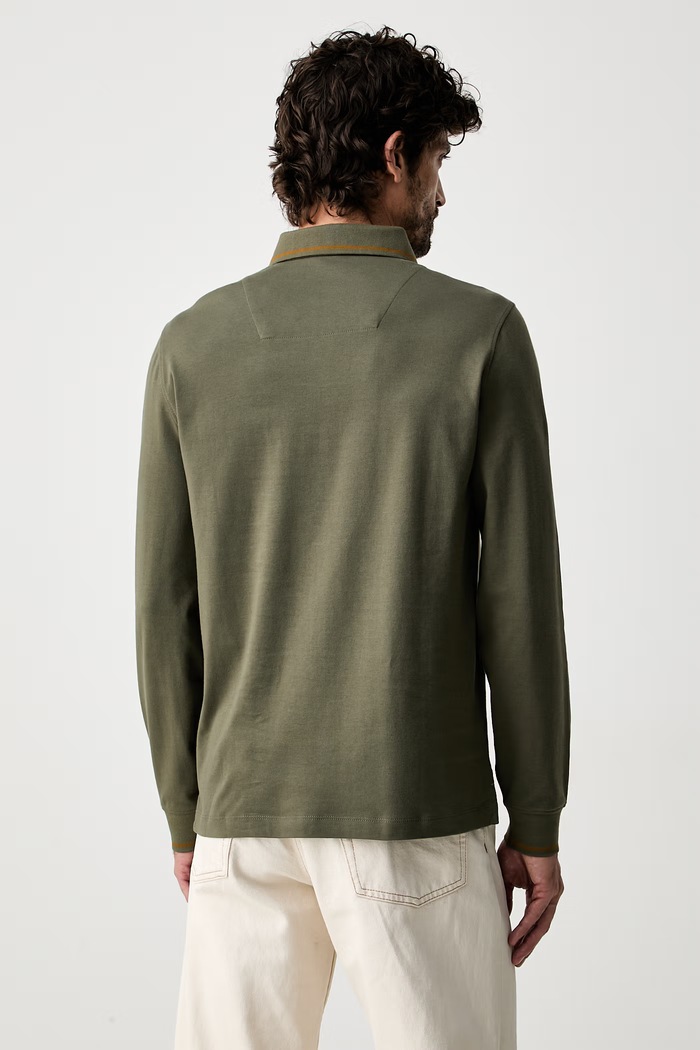 Odzież Aeronautica Militare longsleeve męski bawełniany PO1940UJ00663 zielony