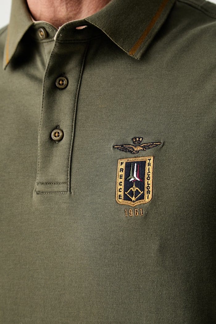 Aeronautica Militare longsleeve męski bawełniany PO1940UJ00663 zielony