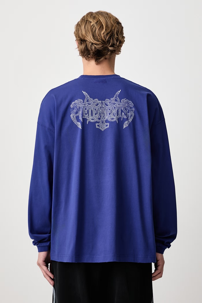 Odzież Vetements Antihate longsleeve męski bawełniany MH27LS200BL niebieski