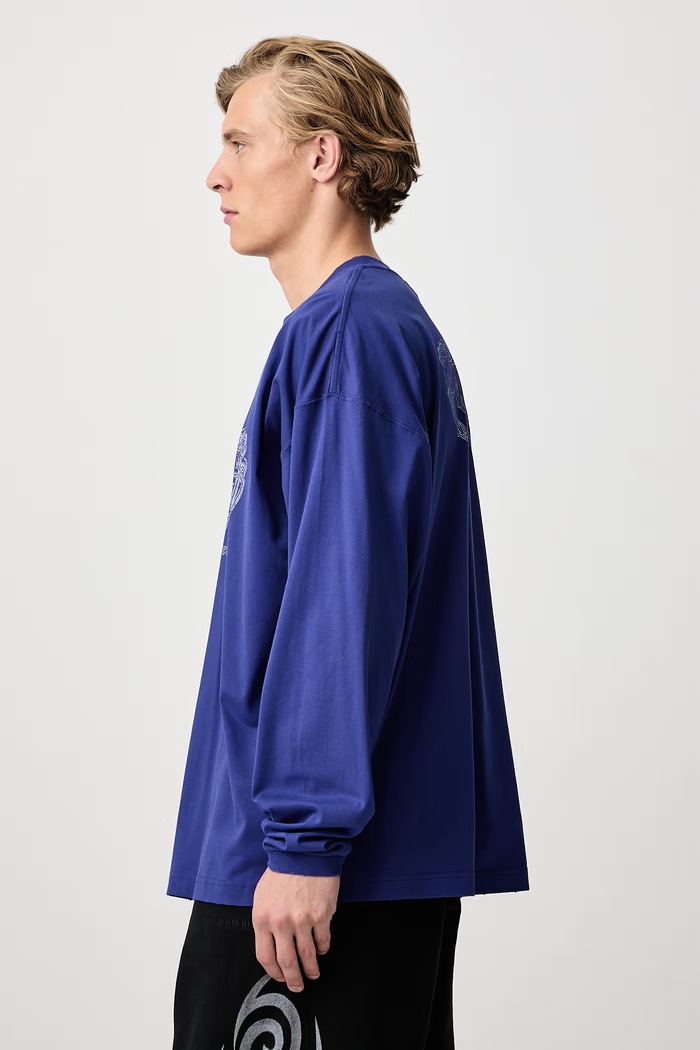 Antihate longsleeve męski bawełniany Vetements MH27LS200BL niebieski