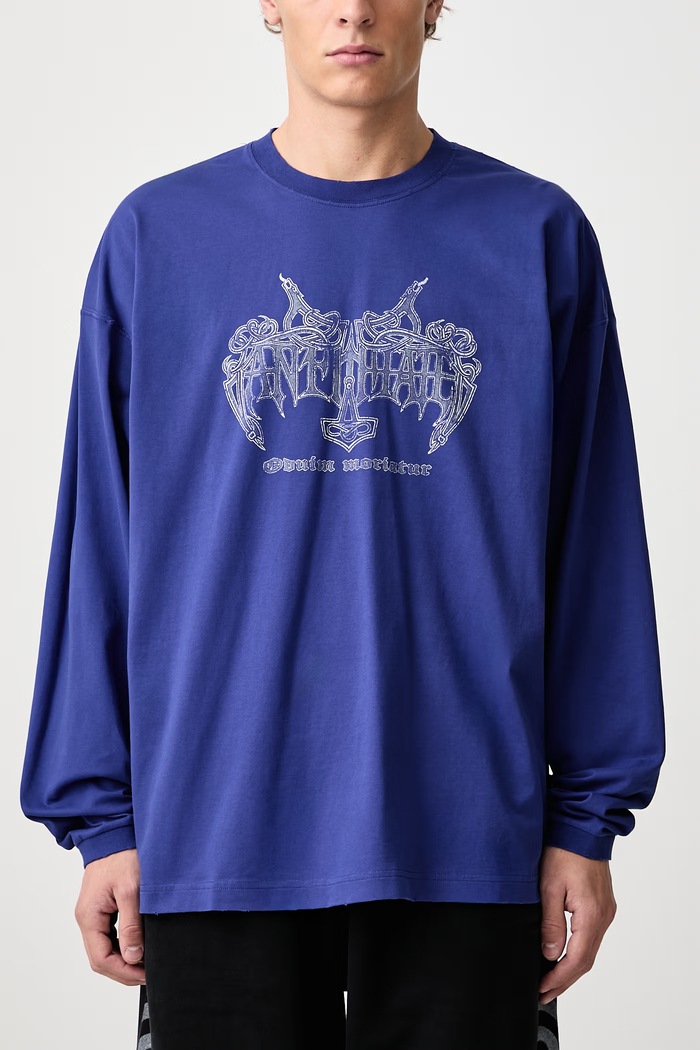 Antihate longsleeve męski bawełniany Vetements niebieski MH27LS200BL