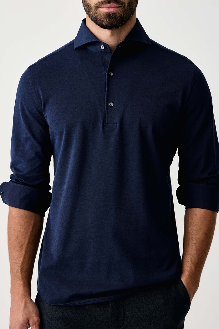 Longsleeve męski bawełniany FAY NPMB1531400YPC granatowy