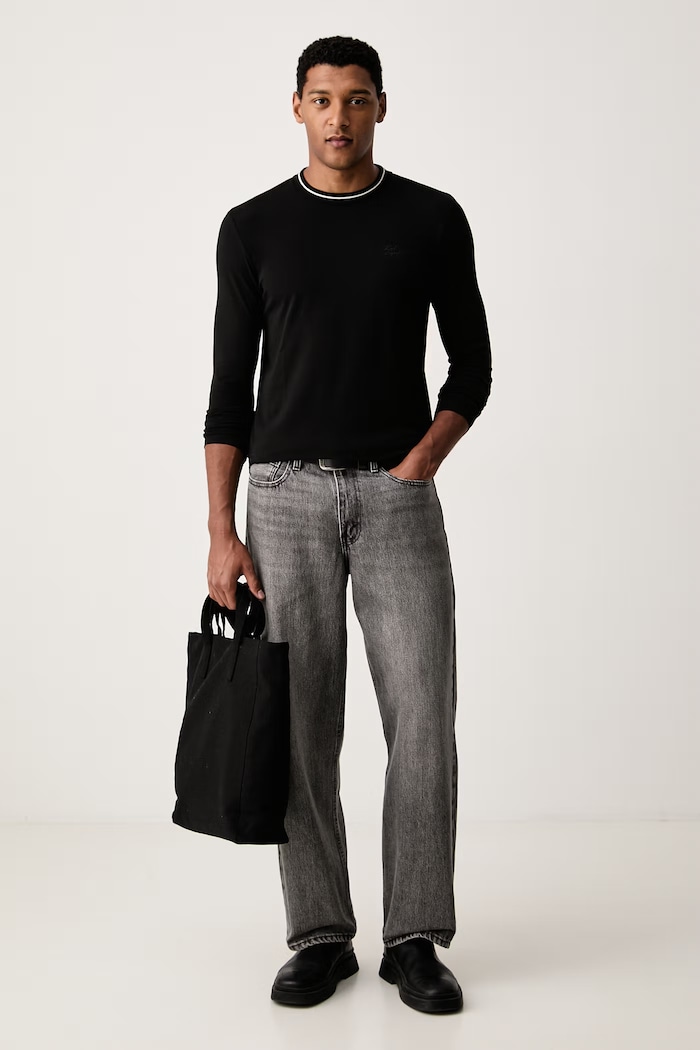 Karl Lagerfeld longsleeve męski bawełniany z elastanem 564235.755020 czarny AW26