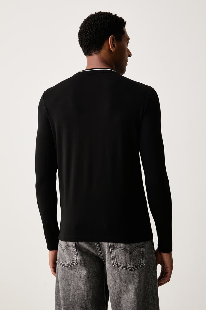 Odzież Karl Lagerfeld longsleeve męski bawełniany z elastanem 564235.755020 czarny