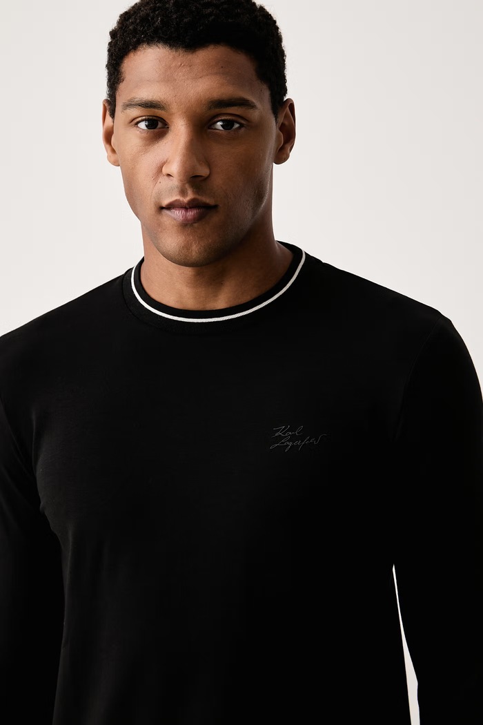 Karl Lagerfeld longsleeve męski bawełniany z elastanem czarny 564235.755020