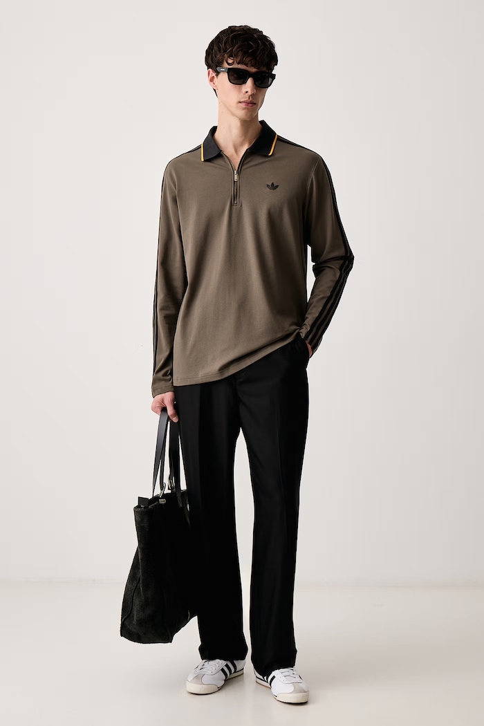 adidas Originals Polo męskie z bawełną Engineered Rib KS9267 zielony AW26