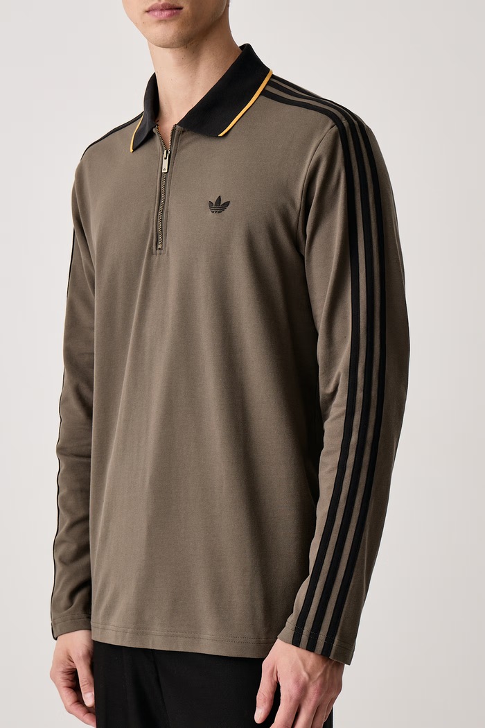 Polo męskie z bawełną Engineered Rib adidas Originals KS9267 zielony