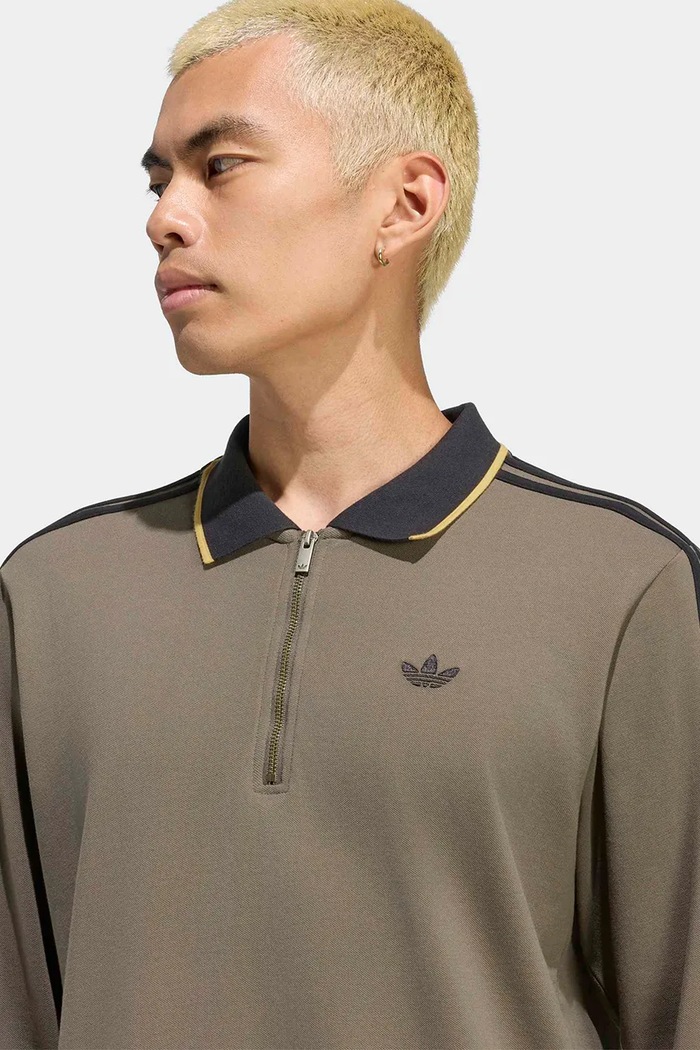 Polo męskie z bawełną Engineered Rib adidas Originals KS9267 zielony