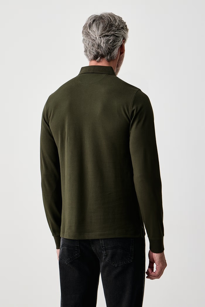 Odzież Hackett London Longsleeve męski bawełniany HM5500048 zielony