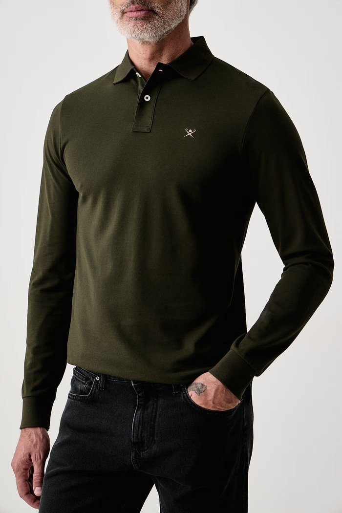 Longsleeve męski bawełniany Hackett London HM5500048 zielony