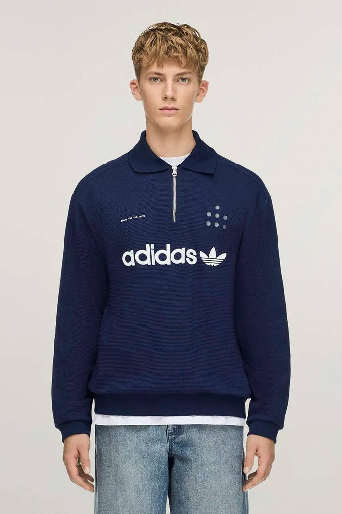 adidas Originals ADI008 X SFTM majica dugih rukava za muškarce s pamukom plava LD1916