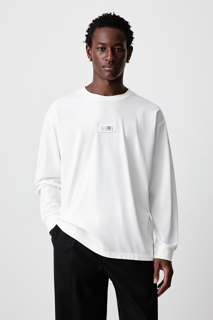 MM6 Maison Margiela Longsleeve męski bawełniany biały SH0NH0028.M20258