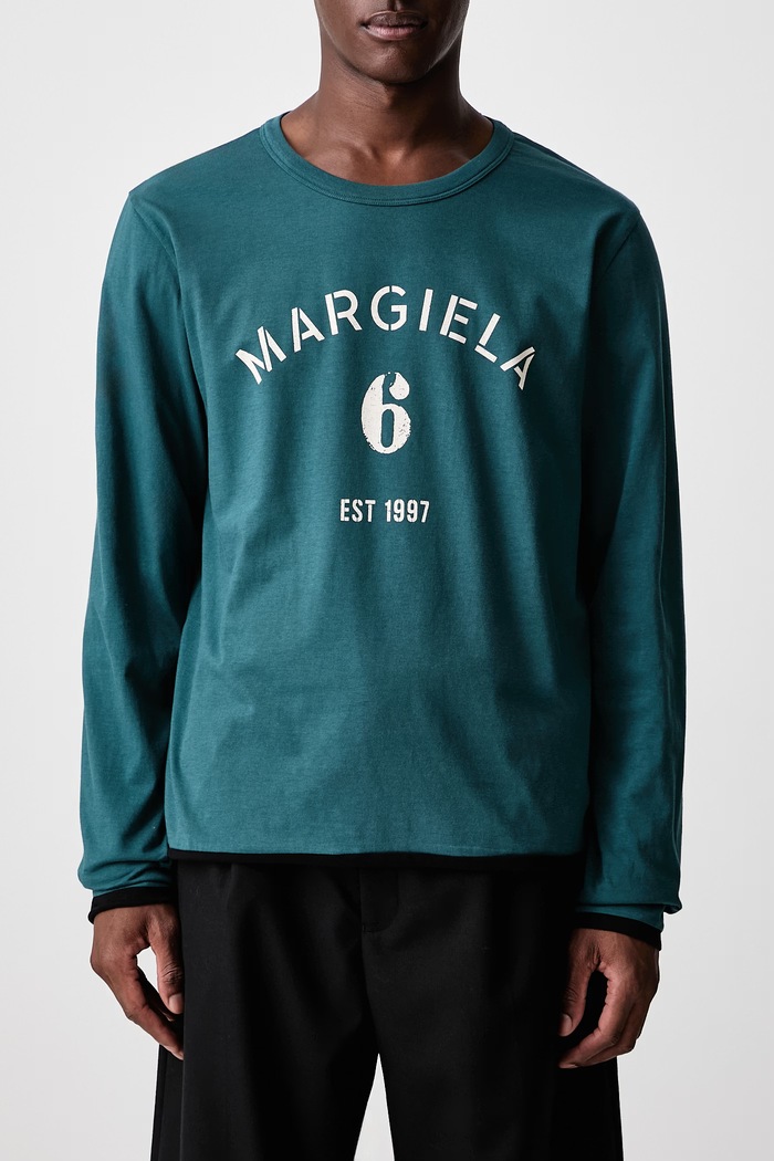 Longsleeve męski bawełniany MM6 Maison Margiela turkusowy SH0NH0024.M20048