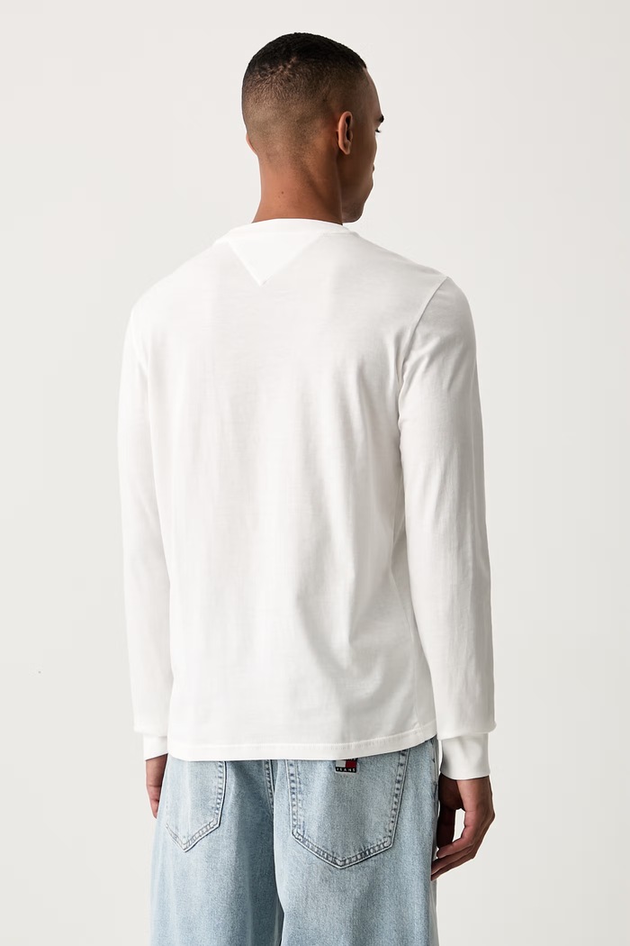 Odjeća Tommy Jeans majica dugih rukava muška pamučna DM0DM23546 bijela