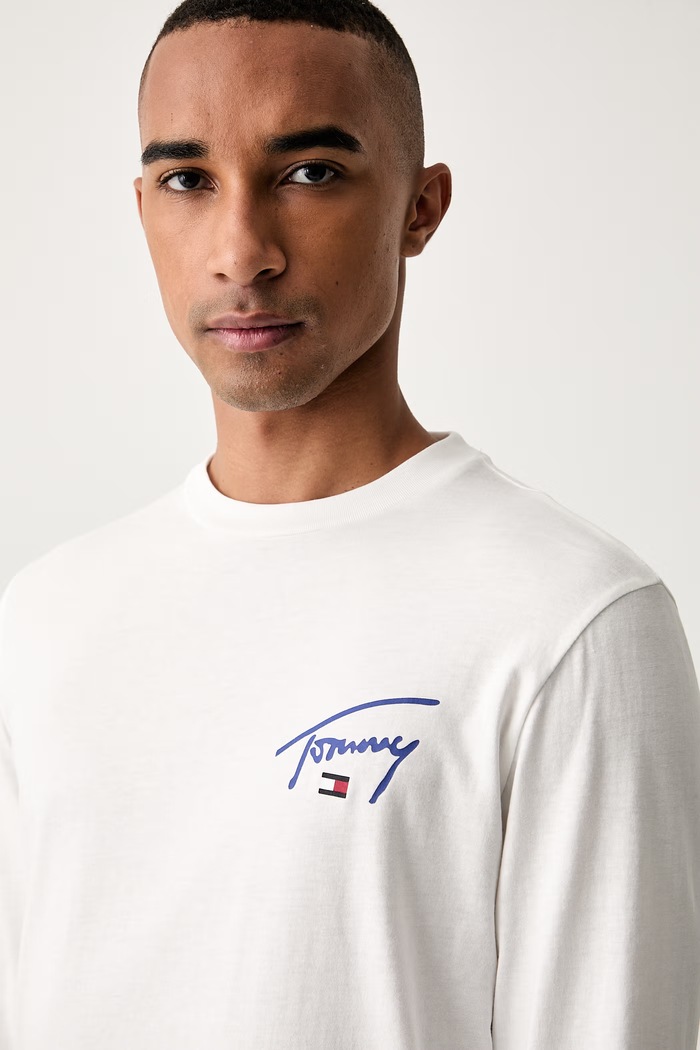 Tommy Jeans majica dugih rukava muška pamučna bijela DM0DM23546
