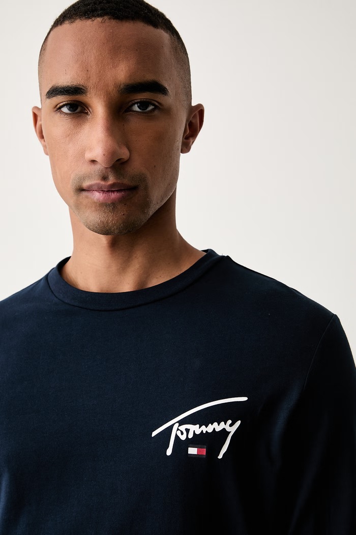 Tommy Jeans majica dugih rukava muška pamučna mornarsko plava DM0DM23546