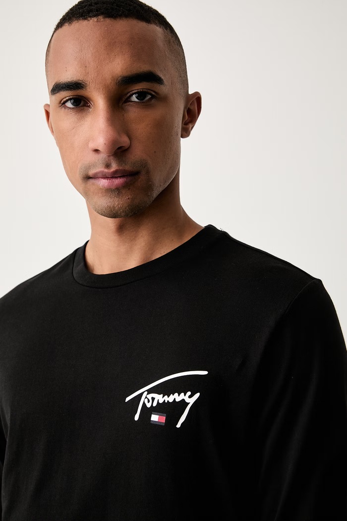 Tommy Jeans majica dugih rukava muška pamučna crna DM0DM23546