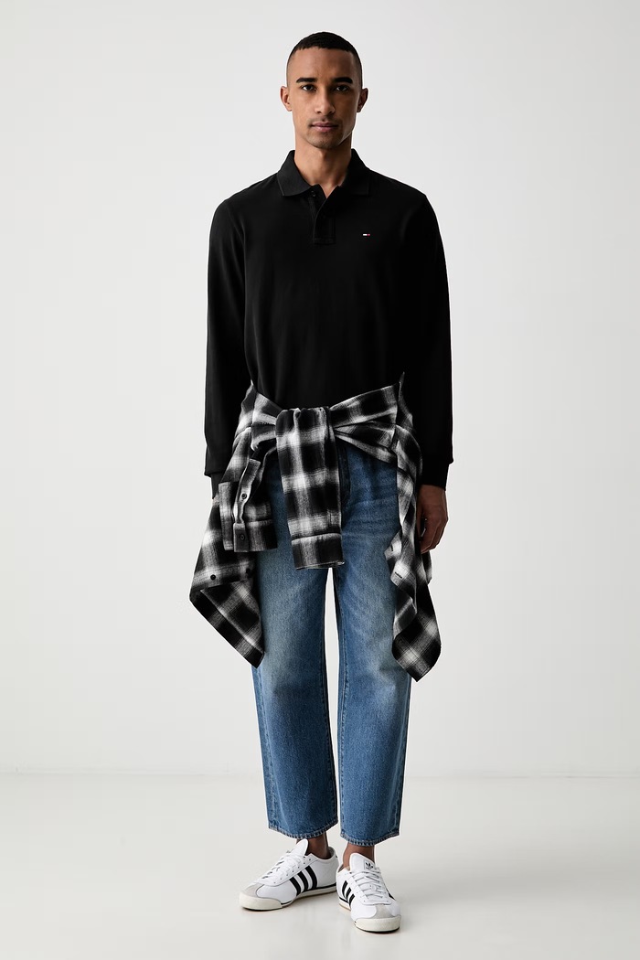 Tommy Jeans μακρυμάνικο ανδρικό βαμβακερό DM0DM23630 μαύρο AW26