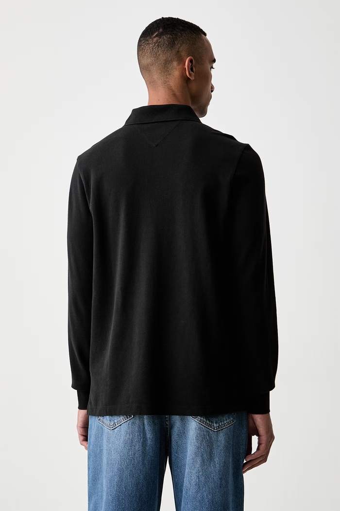 Ρούχα Tommy Jeans μακρυμάνικο ανδρικό βαμβακερό DM0DM23630 μαύρο