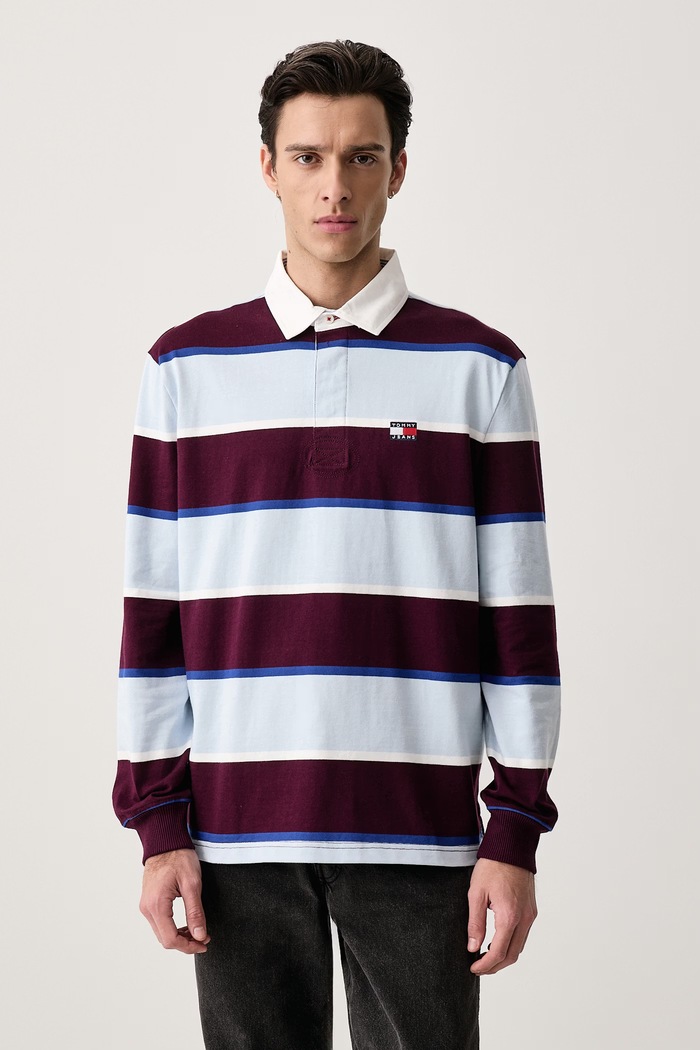 Tommy Jeans Μακρυμάνικο ανδρικό βαμβακερό μπορντό DM0DM23531