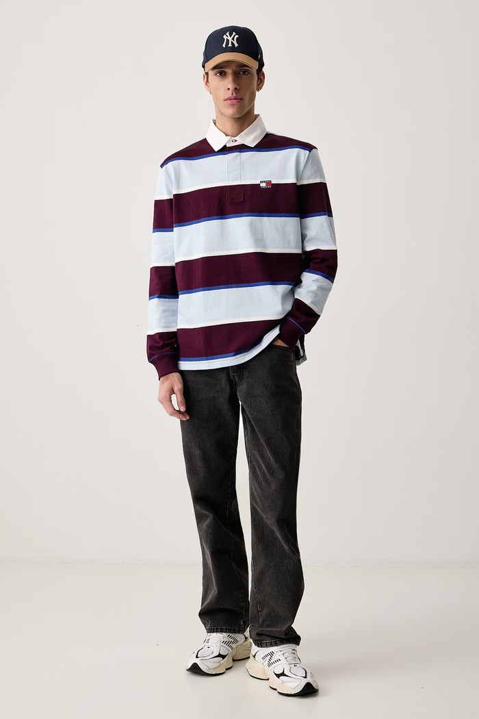 Tommy Jeans Μακρυμάνικο ανδρικό βαμβακερό DM0DM23531 μπορντό AW26