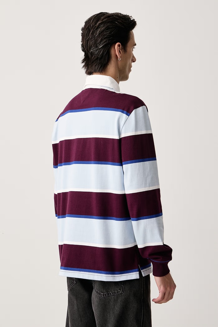 Ρούχα Tommy Jeans Μακρυμάνικο ανδρικό βαμβακερό DM0DM23531 μπορντό